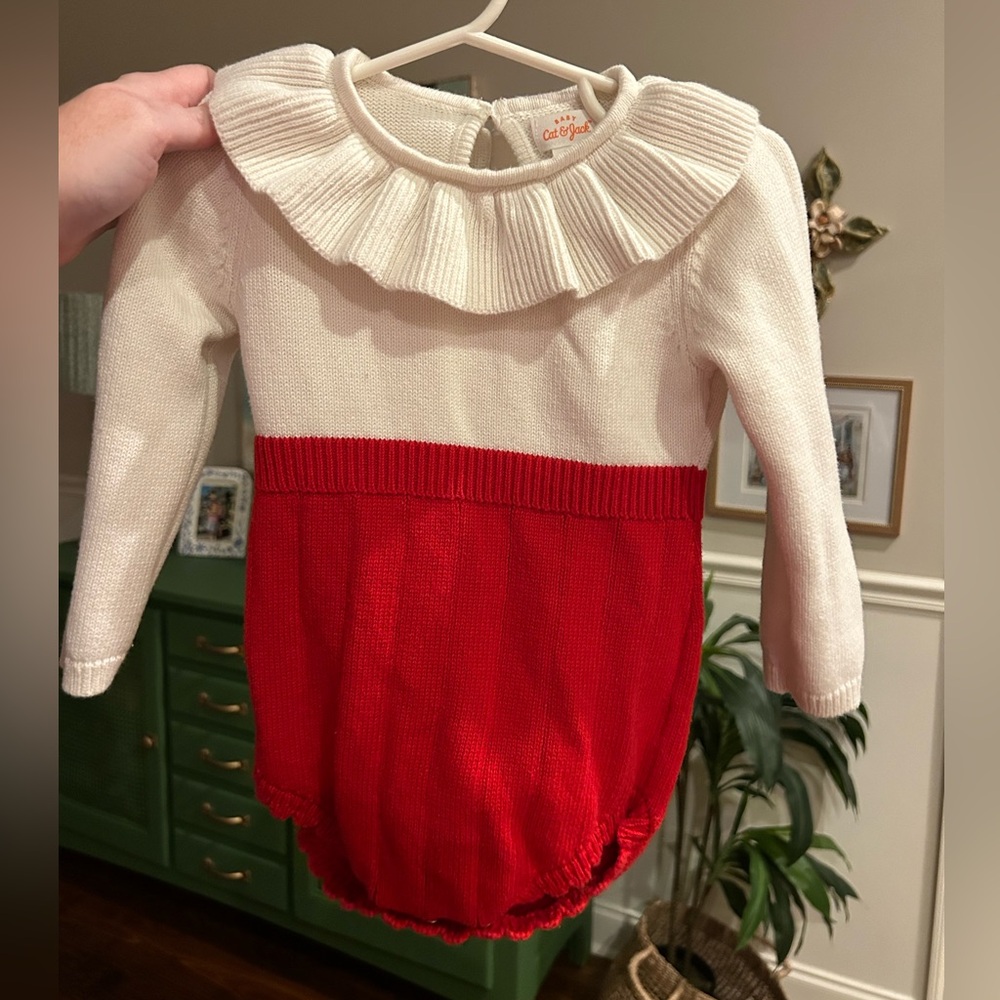 Cat & Jack Cream Ribbed Baby knit Sweater bubble